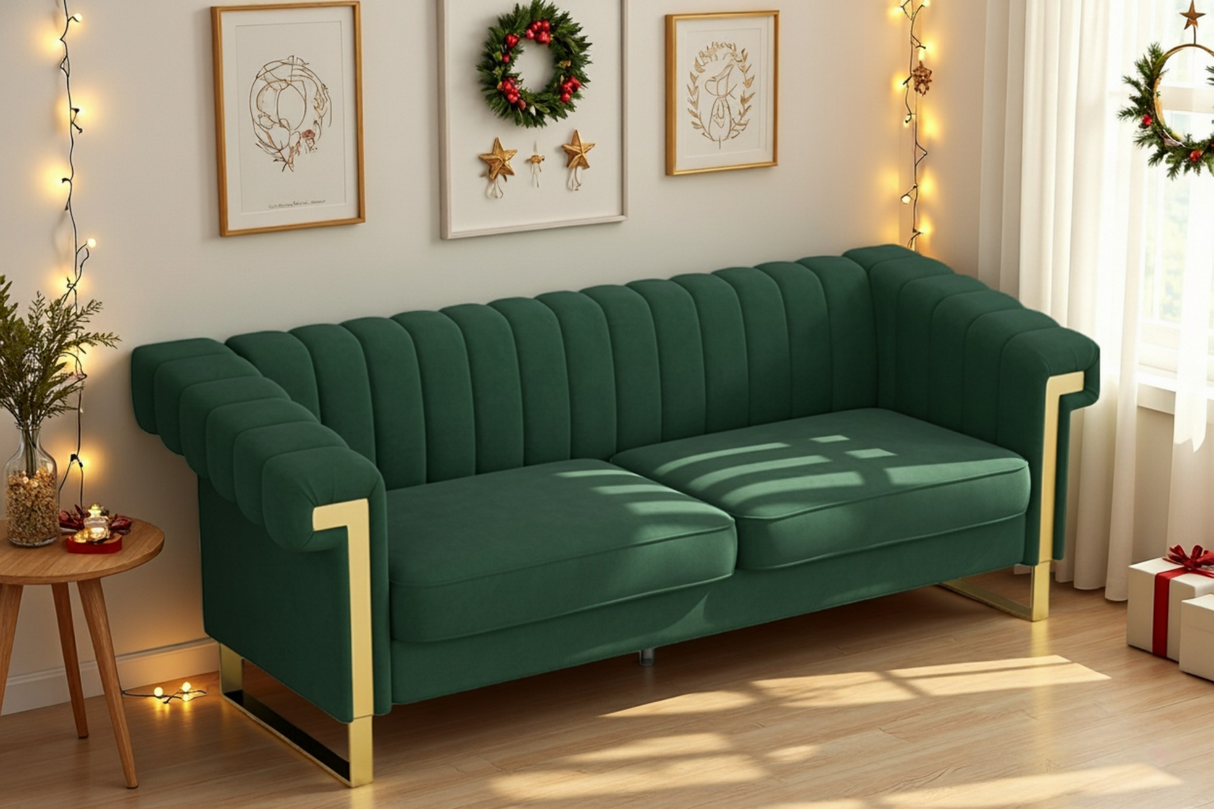 FX-P81-RG2 Retro Velvet 3-Seater Sofa