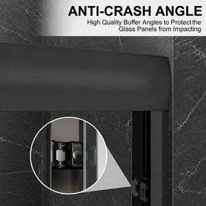 60" W x 74" H Door Sliding Frameless Shower Door with 6mm Tempered Glass LYM-02 Mat