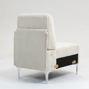 Single Couch Modular Armless Accent Chair With Back Cushion