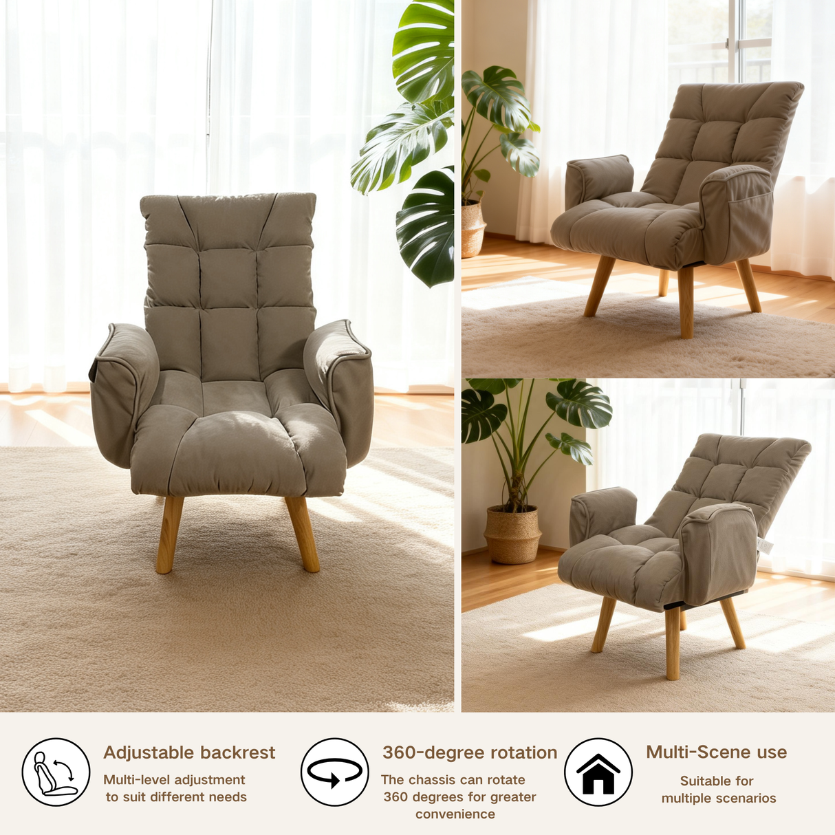 Rotatable Adjustable Back Lazy Sofa Lounge Chair