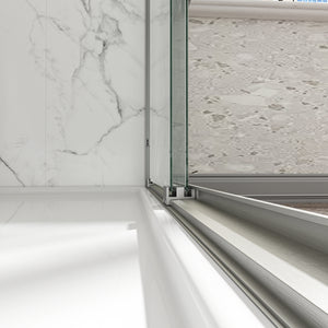 Brushed Nickel Reversible Installation Double Bypass Sliding Shower Door