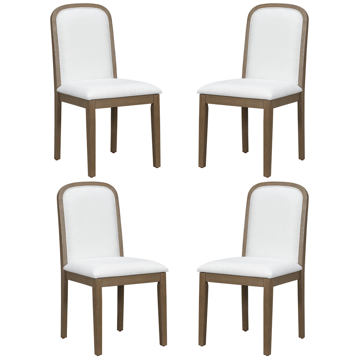 TREXM Vintage Style Dining Chair Set with 4 Upholstered Chairs
