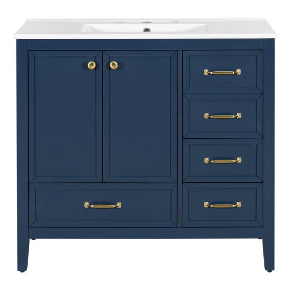 Elegant Vintage Bathroom Vanity With Sink and Soft Closing Drawers