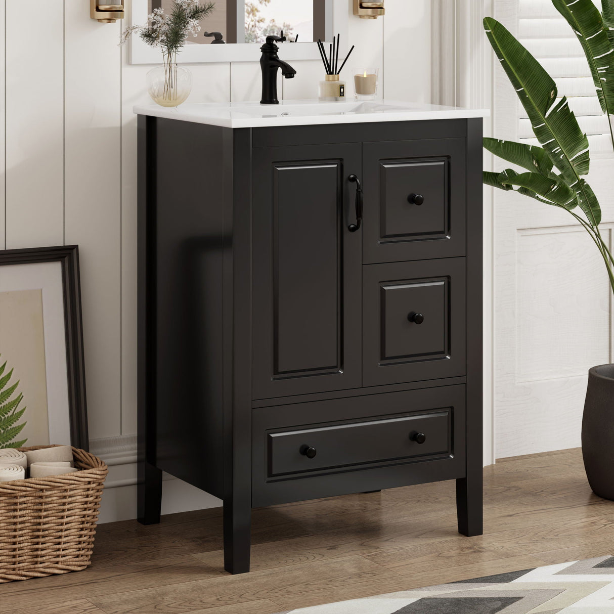 Retro Bathroom Vanity With Sink, Soft Closing Cabinet & Drawers - Best Buy Furniture