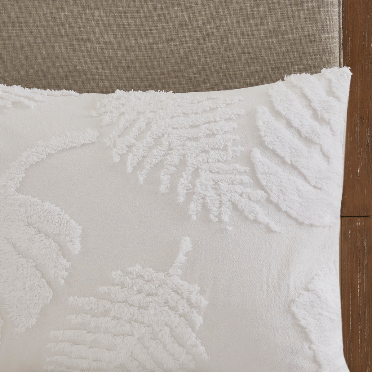 Full/Queen 3 Piece Tufted Cotton Chenille Palm Duvet Cover Set