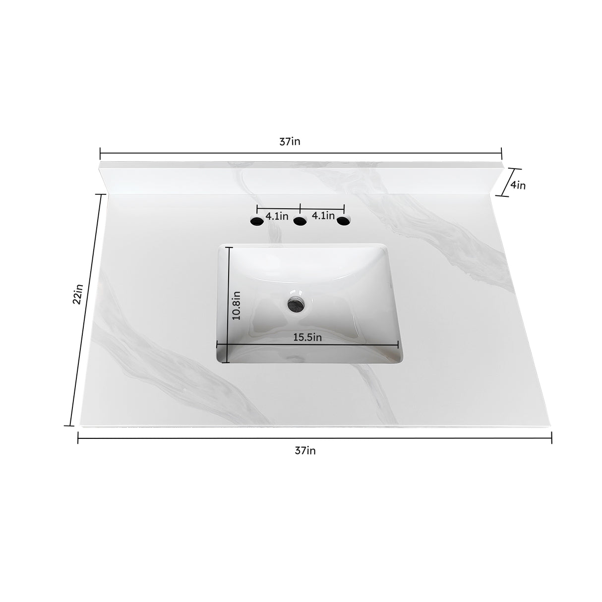 37-Inch Quartz Bathroom Vanity Top