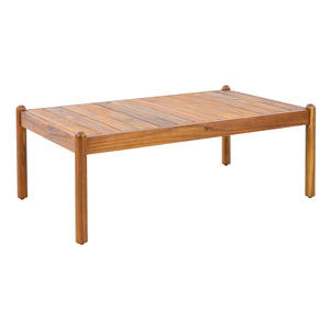 Outdoor Acacia Wood Coffee Table, Teak Finish