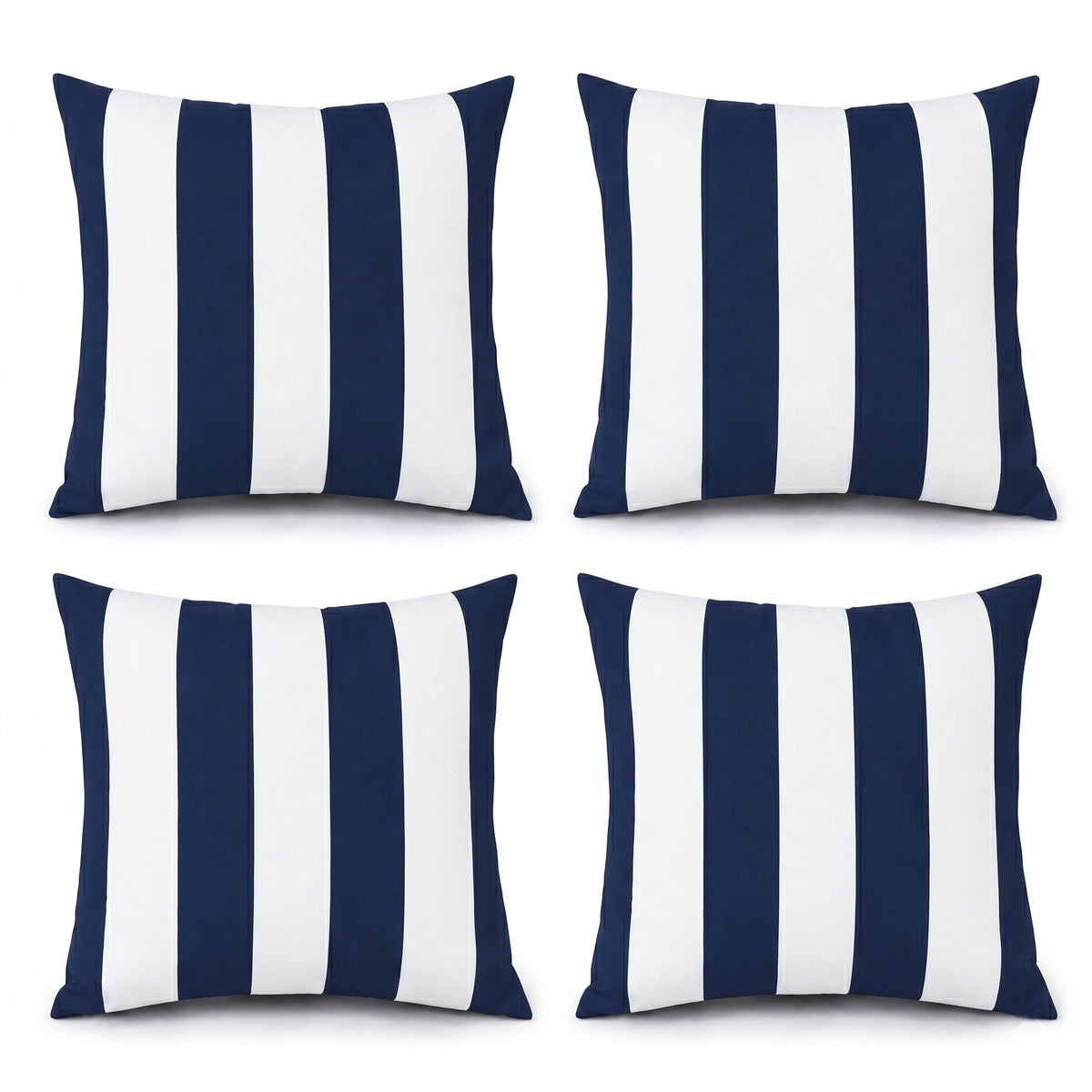 8 Pack Outdoor/Indoor Throw Pillows with Inserts - Navy/White Striped