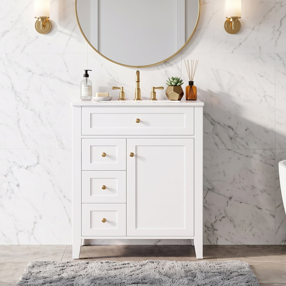 24" Modern Bathroom Vanity with Ceramic Sink