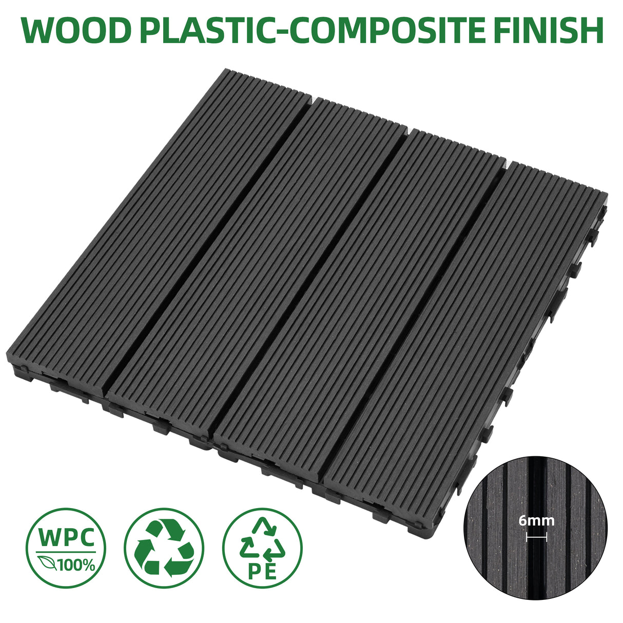 Tiles 9PCS Waterproof Outdoor and Indoor Flooring for Patio, Balcony, Porch, Backyard, Bedroom