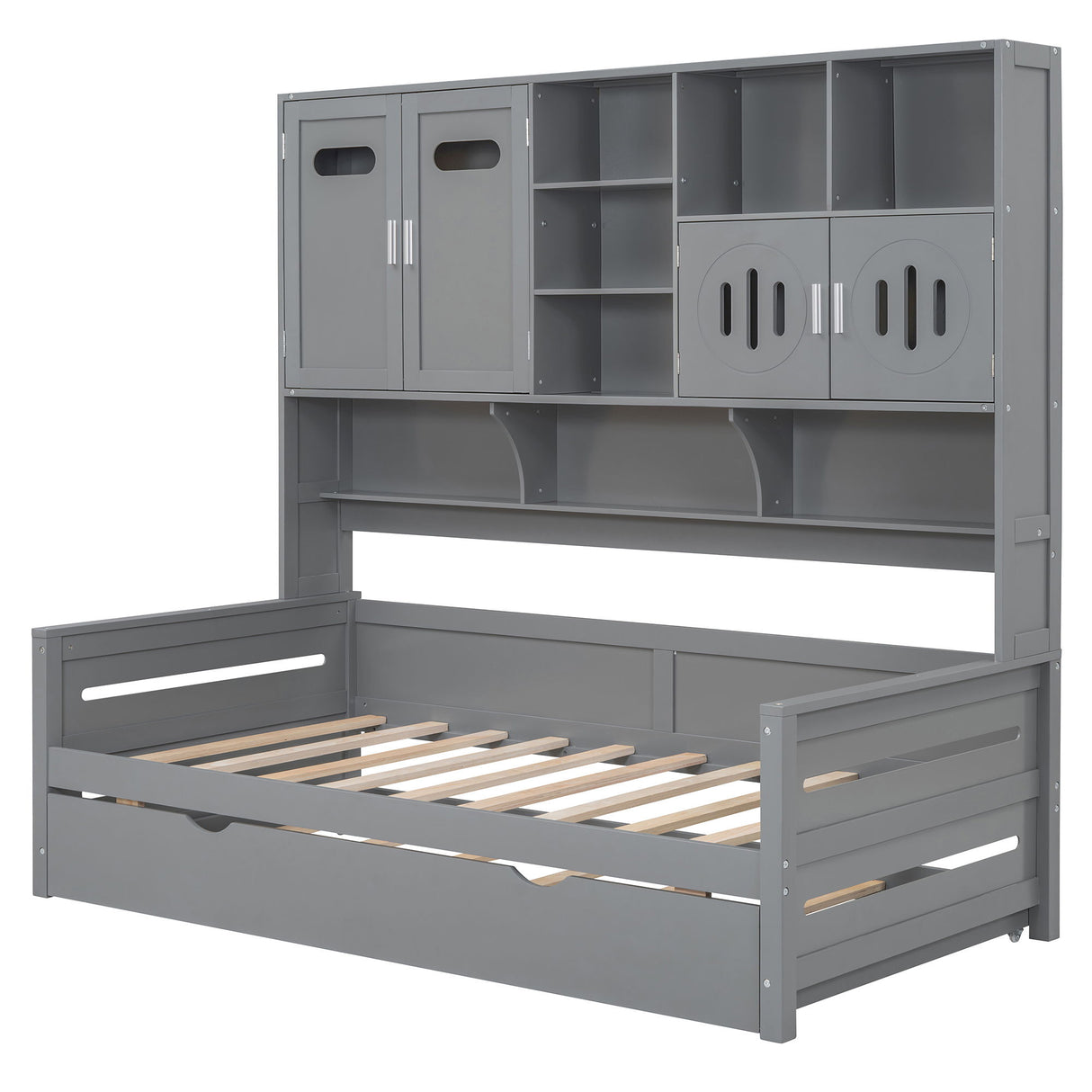 Daybed With All-In-One Cabinet And Shelf