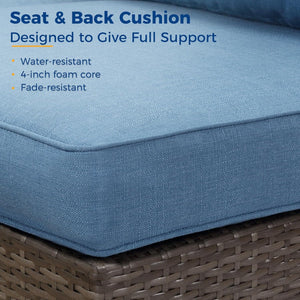 Armless Patio Sofa Set, With UV Resistant Frame And Waterproof Cushions - Blue / Brown
