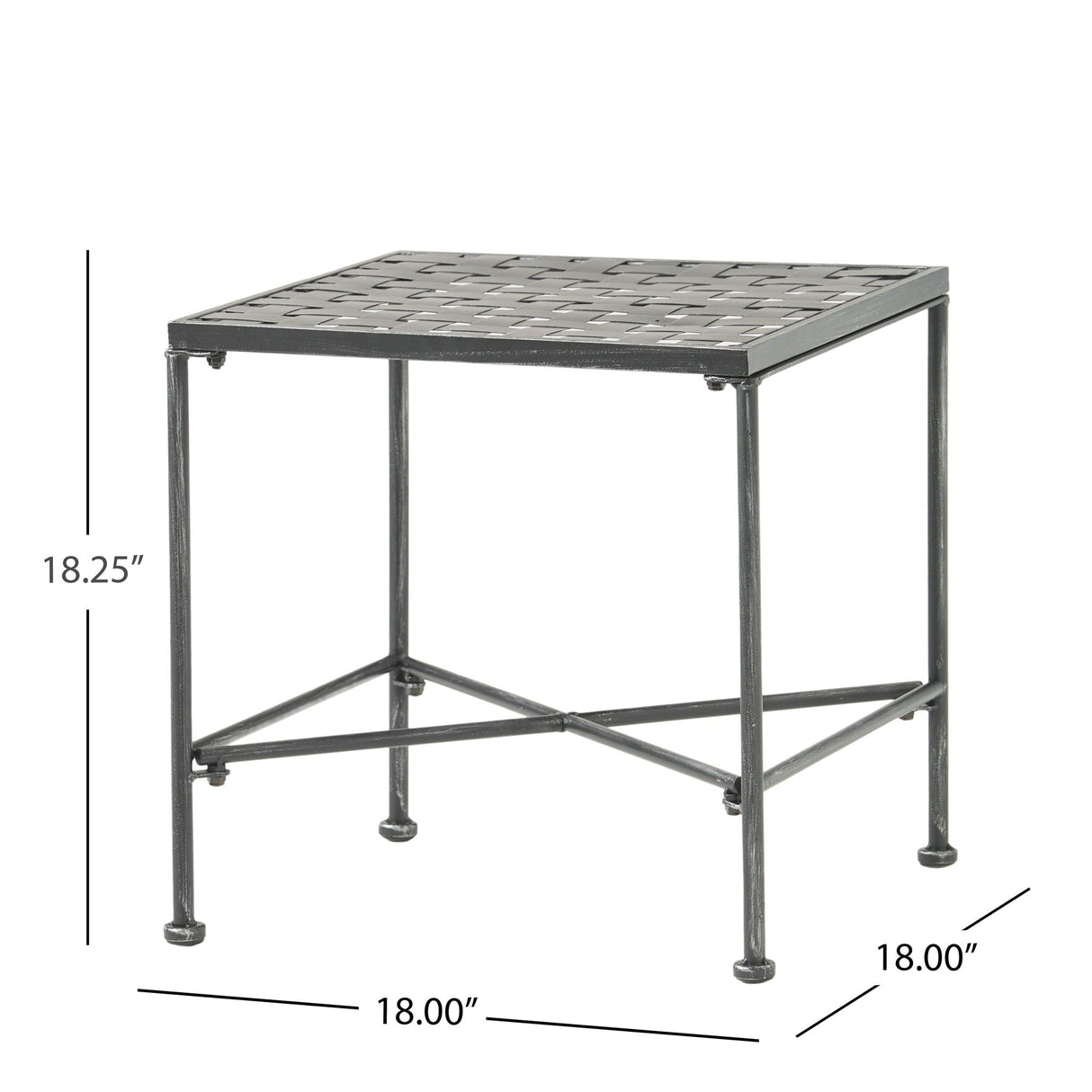 Outdoor Square Side Table With X Shaped Iron Frame - Black - Best Buy Furniture