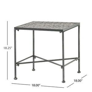 Outdoor Square Side Table With X Shaped Iron Frame - Black - Best Buy Furniture