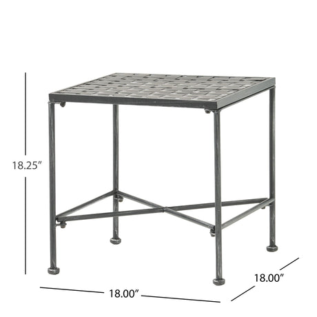 Outdoor Square Side Table With X Shaped Iron Frame - Black - Best Buy Furniture