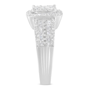 10K White Gold Diamond Cluster Ring (1 Cttw, H-I Color, I1-I2 Clarity) - Size 6-3/4