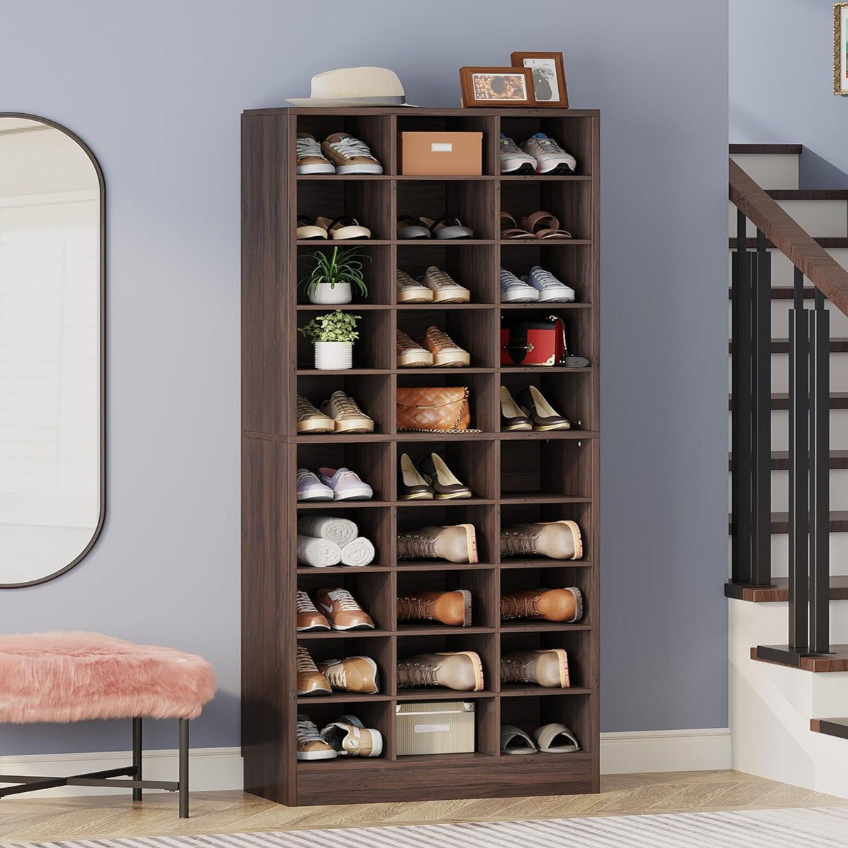 10 Tier Shoe Storage Cabinet With 30 Cubbies