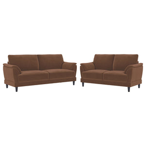 Dania - 2 Piece Upholstered Crescent Arm Sofa Set - Rust