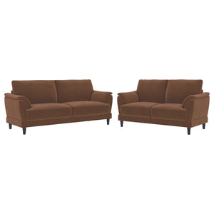 Dania - 2 Piece Upholstered Crescent Arm Sofa Set - Rust