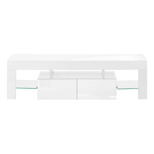 TV Stand, Console, Media Entertainment Center, Storage Cabinet, Glossy Contemporary & Modern - White