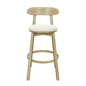 Round Cushion Bar Stools (Natural Ash + Beige)