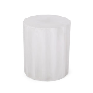 Outdoor Lightweight Concrete Side Table, Antique White