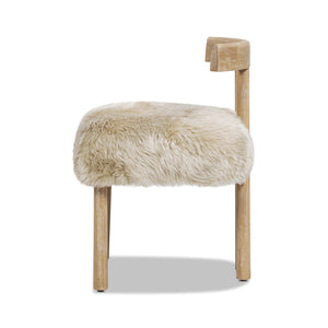 Arden 19.5" Genuine Sheepskin Fur Split Back Dining Chair