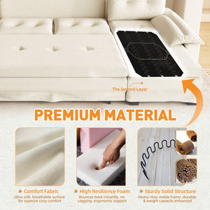 U-Shaped Sleeper Sofa With Pull Out Bed, Removable Armrests & USB Ports For Living Room