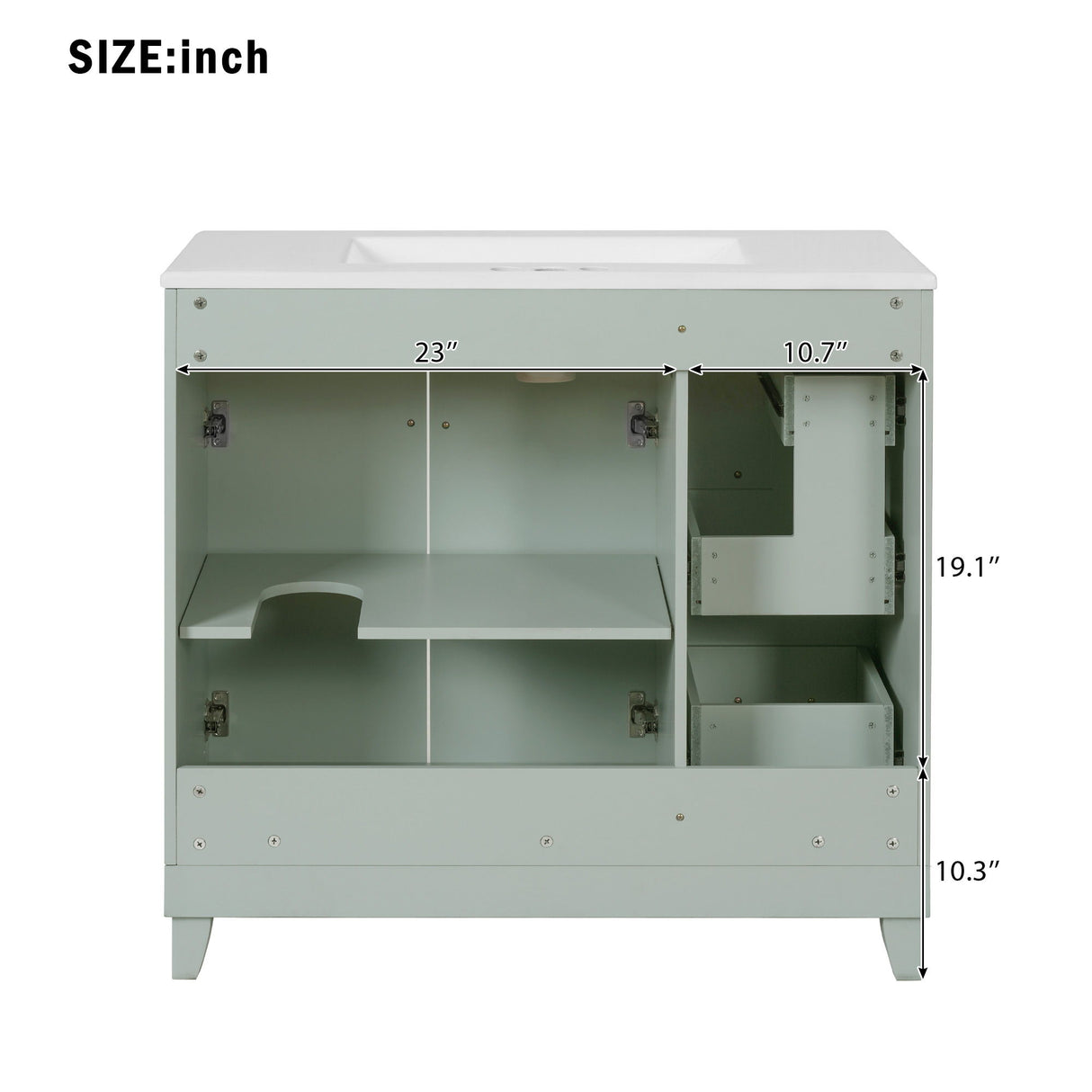 Bathroom Vanity With Sink, Soft Close Doors, Adjustable Shelves