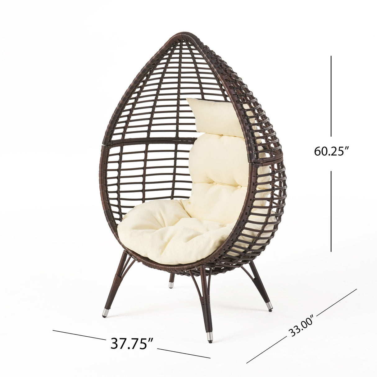 Cutter Teardrop Patio Chair With Water Resistant Cushion - Multi / Brown / Beige - Best Buy Furniture