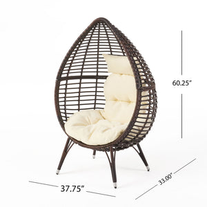 Cutter Teardrop Patio Chair With Water Resistant Cushion - Multi / Brown / Beige - Best Buy Furniture