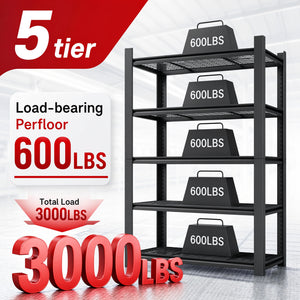 72"H 5-Tier Adjustable Heavy Duty Shelving Metal Mesh Storage Rack (3000 Lbs Loading Capacity) - Metal Shelf Organizer for Pantry, Garage, Kitchen - 60"W*23.6"D*72"H -