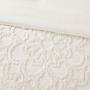 King/Cal King 3-Piece Tufted Cotton Chenille Medallion Duvet Cover Set