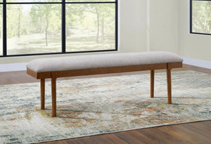 Lyncott - Large Upholstered Dining Room Bench - Gray / Brown - Best Buy Furniture