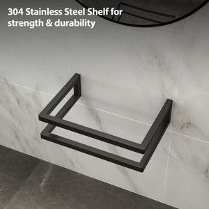 Wall Mounted Rectangular Bathroom Sink With Towel Bar And Faucet Hole - White