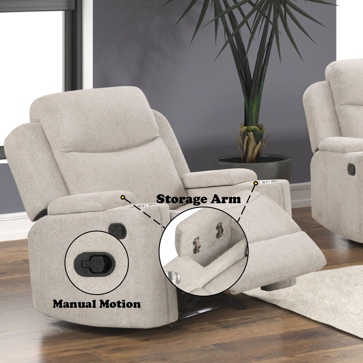Galya - Motion Glider Recliner - Light Gray - Best Buy Furniture