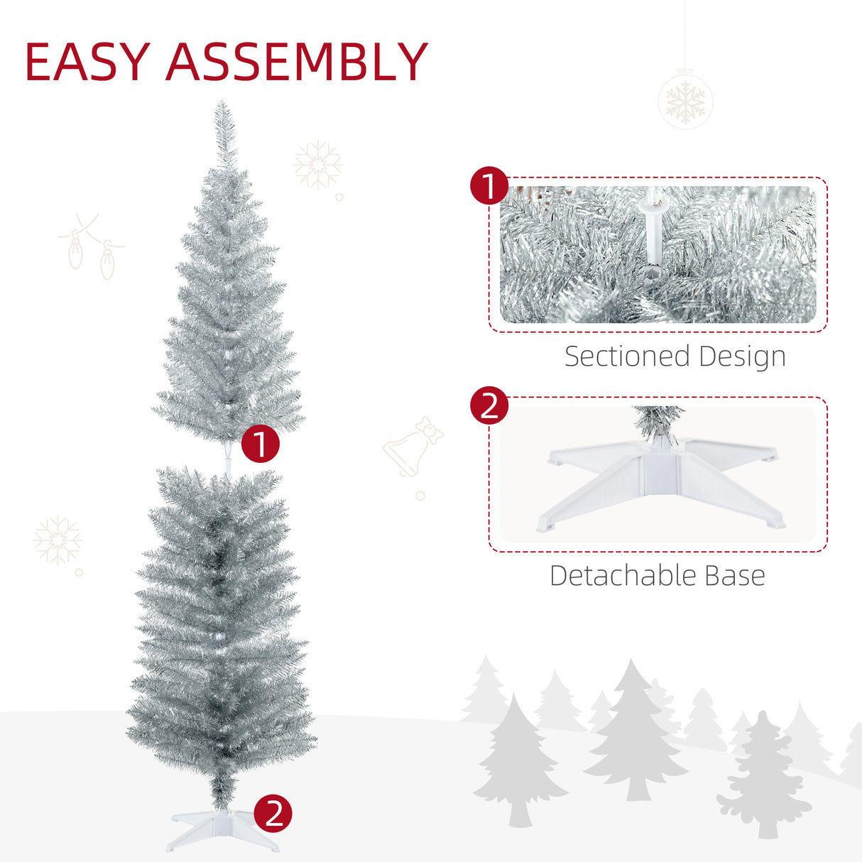 HOMCOM 6' Artificial Pencil Christmas Tree