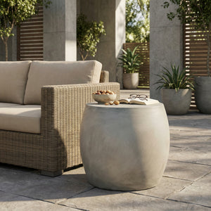 Outdoor Oval Lightweight Concrete Side Table