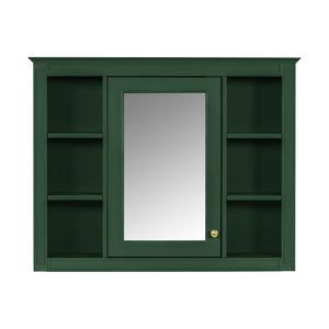 Wall Mounted Medicine Cabinet With Mirror, Storage Cabinet Featuring 6 Open Shelves And Adjustable Interior