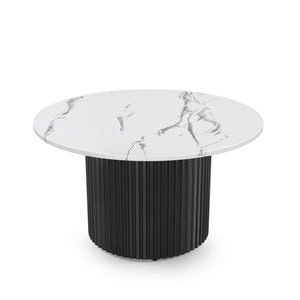 Coffee Table Set of 3 with Faux Marble Top and Metal Legs