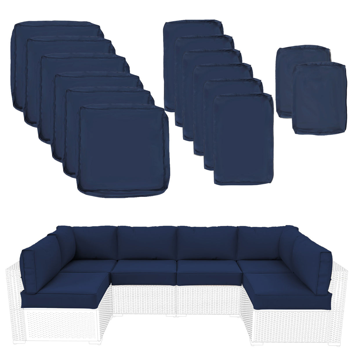 Outdoor Deep Seat Cushions For Patio Furniture Replacement, Cushion Set For Sectionals