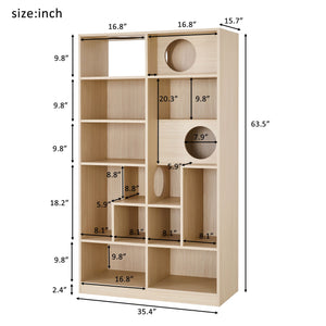 Furniture Style Cat Bookcase Cat Tree Shelves - Natural