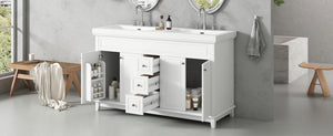 60" Bathroom Vanity with Resin Double Sinks, 3 Drawers & 4 Doors