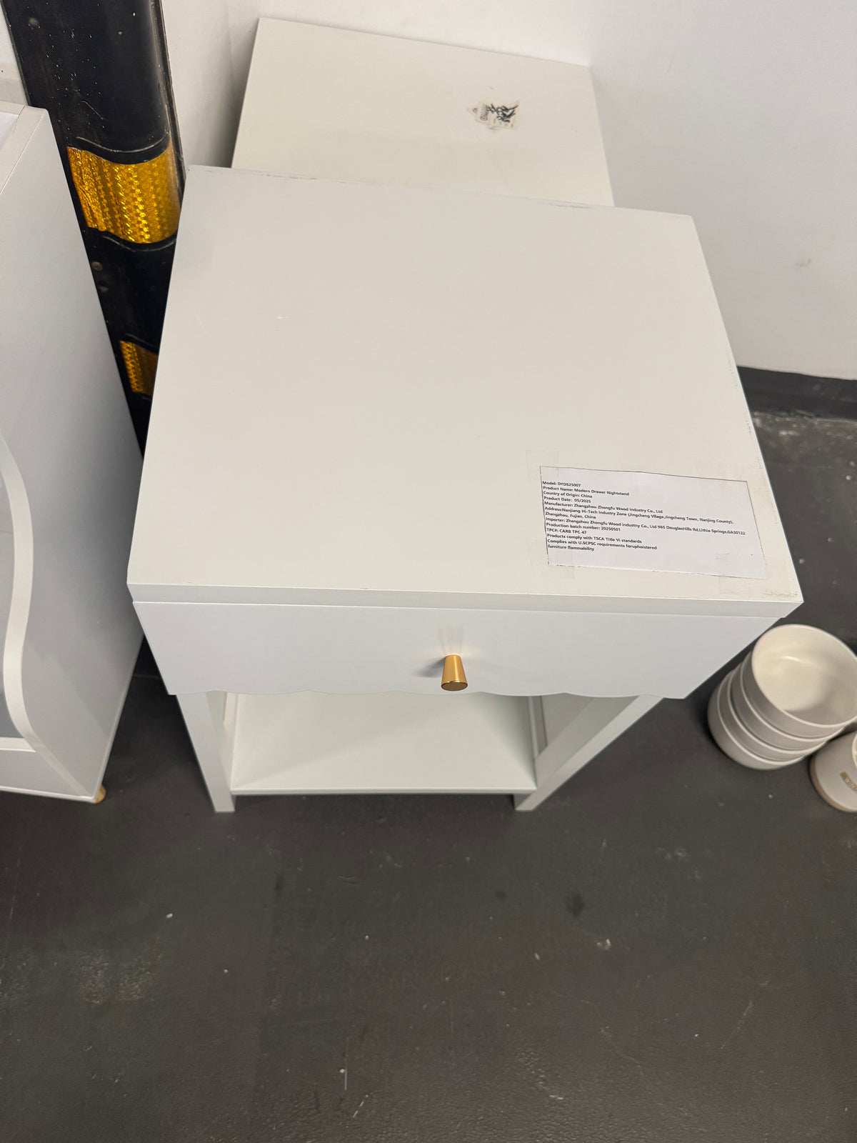 Modern Bedside Table with Drawer and Open Shelf