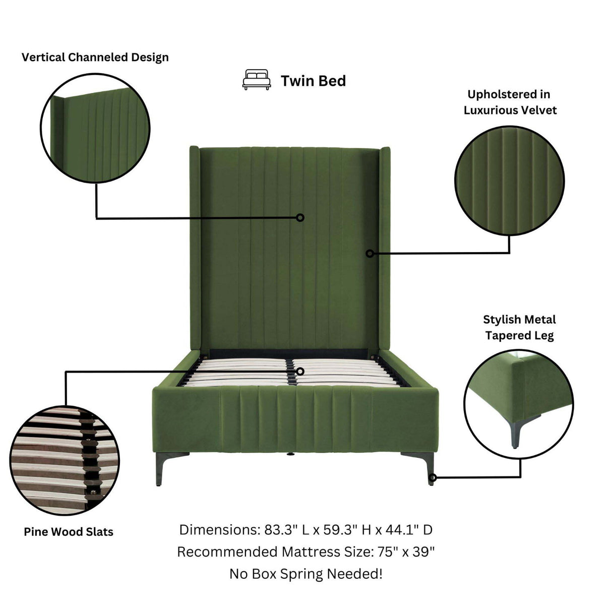 Promenade - Bed With Upholstered Headboard And Slats