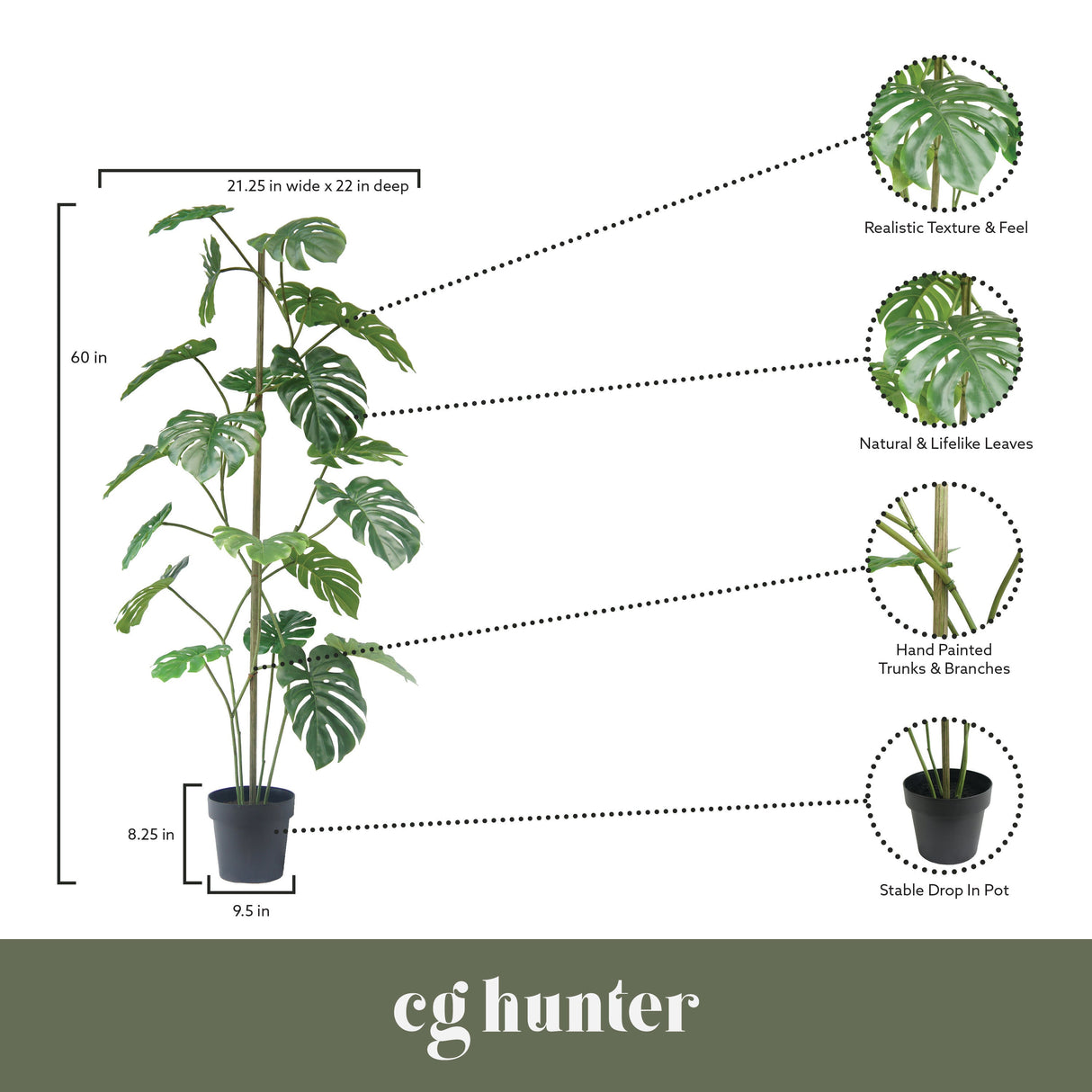 5' Artificial Monstera Tree