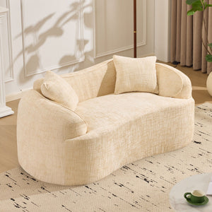 Curved 2 Person Compress Sofa With Armrests, Includes Pillows