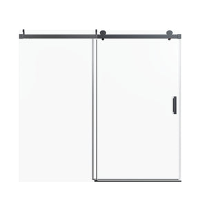 Frameless Single Sliding Soft Close Shower Doors, 3 / 8" Tempered Glass Reversible Installatio