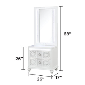 Abigale - Nightstand Top Mirror With LED Lighting (Only Mirror Top) - White