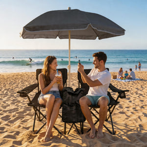 Portable Folding Picnic Chair Set with Umbrella – Oxford Fabric